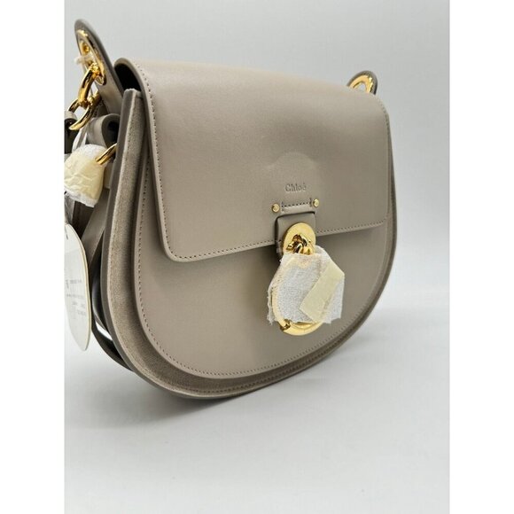 CHLOE Tess calf leather and suede small crossbody bag + Dust bag MOTTY GREY - Picture 5 of 13